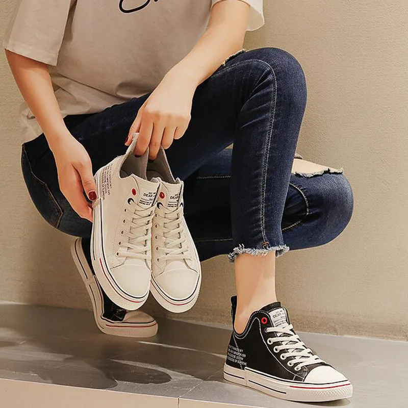 Большой размер (35-40) модная повседневная обувь с высоким берцем белого и черного