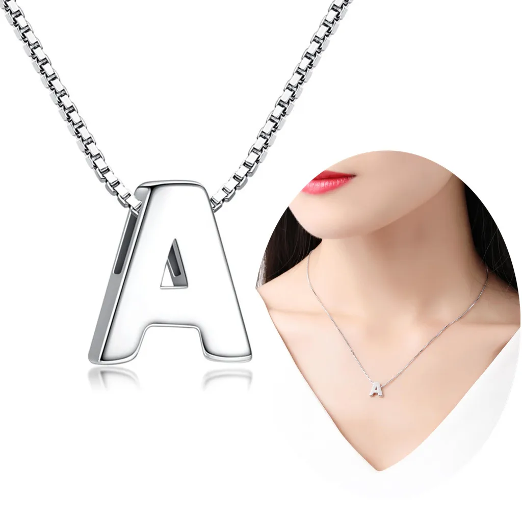 

Initial Necklace 925 Sterling Silver Tiny Letter Pendant Personalized 26 A-Z Alphabet Necklace For Women Mother's Day Gift