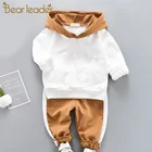 Bear LeaderПовседневные комплекты одежды для мальчиков новая весенняя одежда для мальчиков с капюшоном, футболка + штаны, детская одежда спортивный костюм комплекты одежды для мальчиков