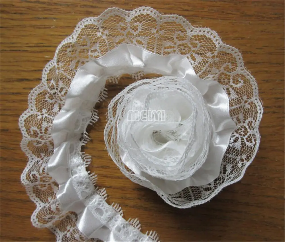 5 ярдов 2 Слои плиссированный корсет из органзы кружевной ткани с отделкой Лента