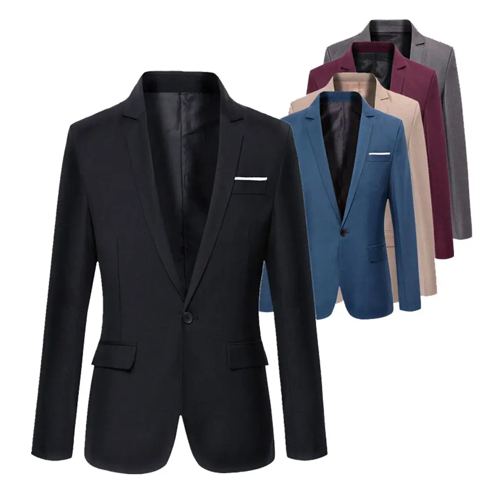 

Mens Korean slim fit blazer masculino cotton blazer Suit Office Jacket black blue plus size Male blazers Mens coat Wedding