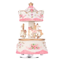 led carousel music box merry go round rotating horse music box toy child baby gifts carousel music artware christmas home decor