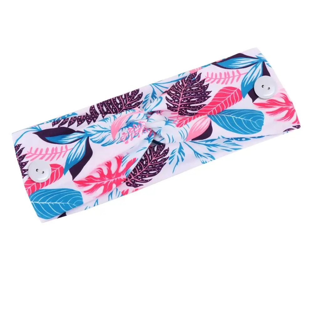 2020 New Fashion Print women girls Headbands ladies Turban headwear bow hair Ribbons with buttons Bandanas Hair Accessories |