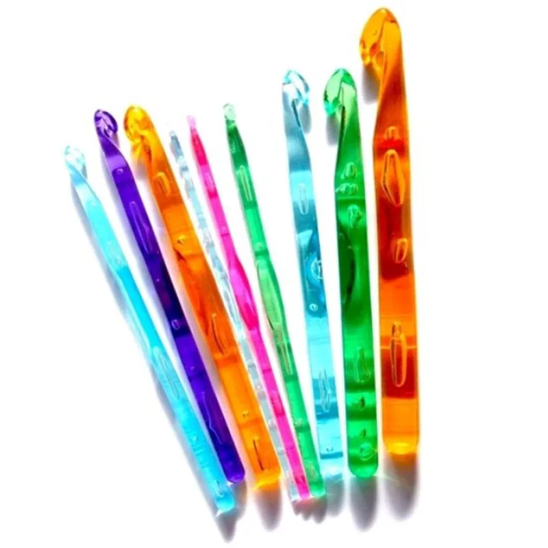 9 шт./компл. Пластиковые акриловые крючки для вязания крючком 3 мм 4 5 6 7 8 10 12 Прямая