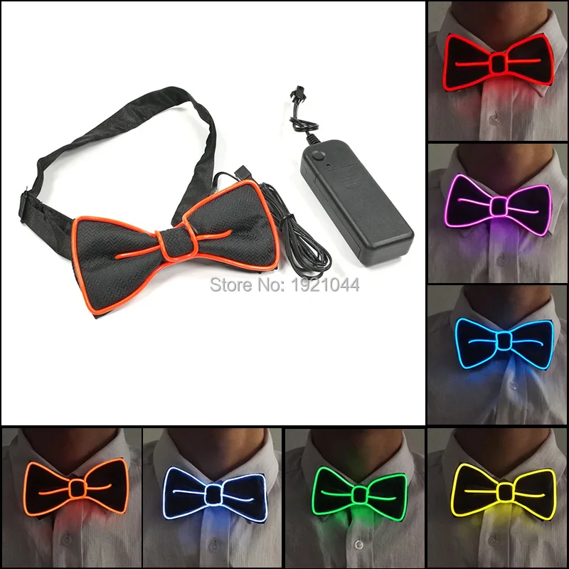 Прямая поставка 1 шт. светящийся галстук бабочка EL с питанием от 2 батареек AA