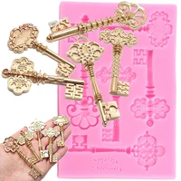 3d vintage key frame silicone mould cupcake topper fondant cake decorating tools candy clay chocolate gumpaste moulds