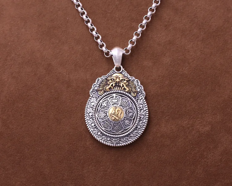 925 пробы Серебряный Vajra восемь триграммов для мужчин и женщин счастливый амулет
