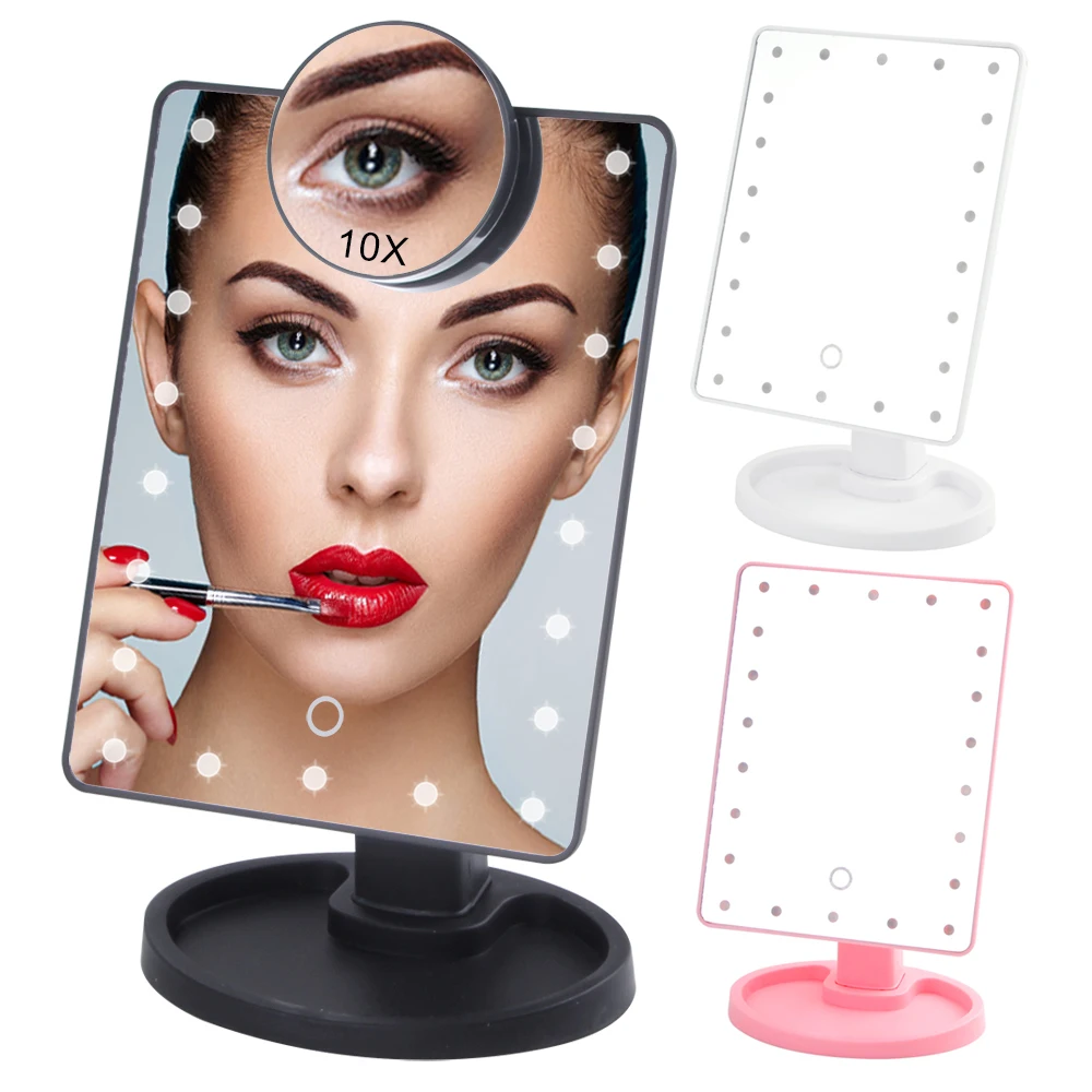 22 светодиодный свет макияж зеркало сенсорный Экран зеркала заднего вида гибкий