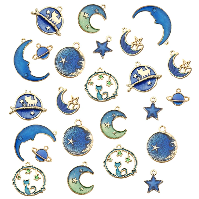 Новинка эмалированная Подвеска из сплава в виде кошки Луны звезды земли