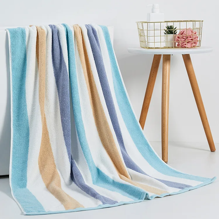 

90x180cm Large Cotton Bath Towel for Adults Stripe Towel Sauna Towel Beach Towel