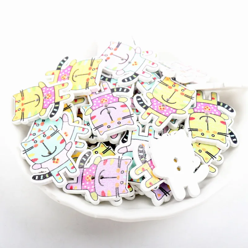 Аксессуары для шитья Cat Раскрашенные Деревянные Пуговицы ботоны скрапбукинг 30