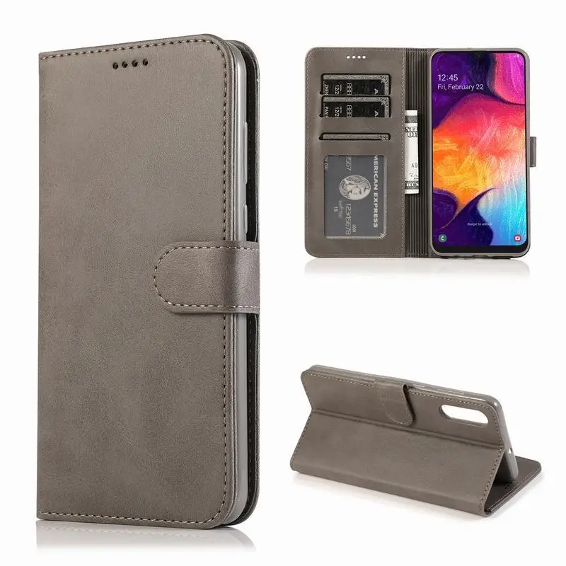 Чехол-кошелек для Xiaomi Redmi Note 8 Pro, кожаный чехол-книжка, чехол для телефона Redmi Note 8 T, роскошный защитный чехол коричневого цвета - Цвет: Grey Case