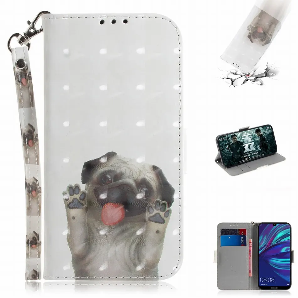 

Fashion Book Cover For Frame Huawei Honor 8X 8C 9i 9 10 Lite Y5 Y6 2018 Y7 Prime Pro 2019 Y9 PU Leather Painted Case Flower E26Z