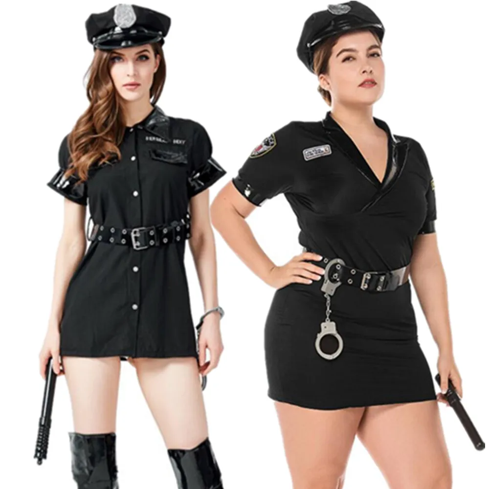 

Sexy Police Women Officer Costume Plus Size Party COS Cop Uniform Halloween Policewomen Cosplay Fancy Dress Outfit