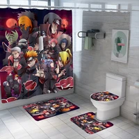 3d anime ninja print shower curtain set waterproof washable polyester bath curtain anti slip rugs toilet lid cover bath mat set