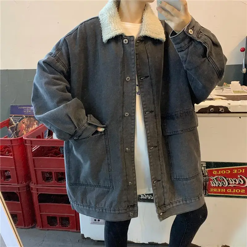 Женская джинсовая куртка Timis Li модная Повседневная теплая с воротником из