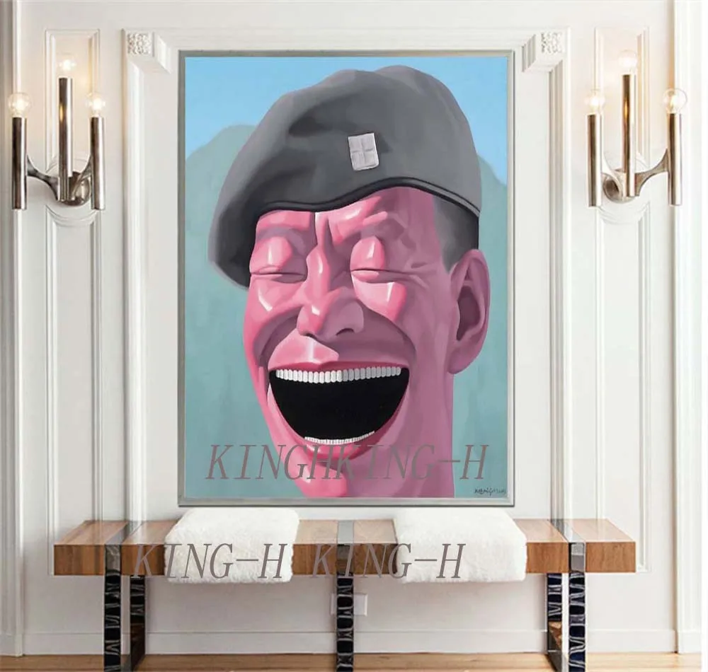 Китайский художник расписанные вручную фигурки с большим ртом и шляпой поп-арт