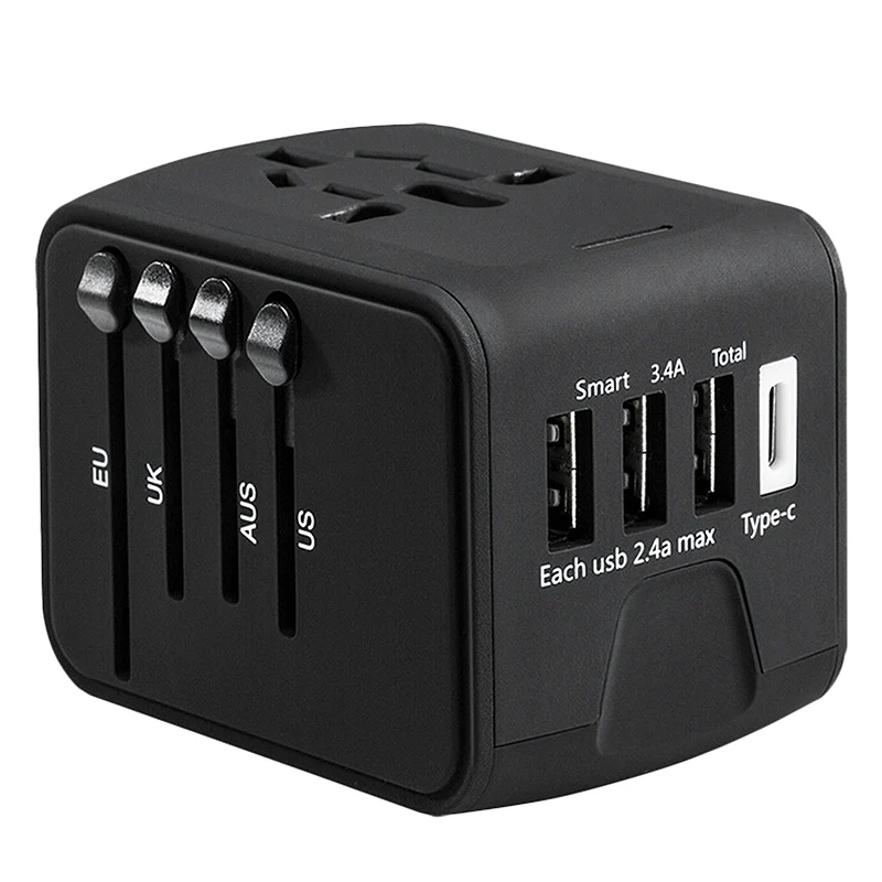 Дорожный адаптер универсальный штепсельный USB TYPE-C для