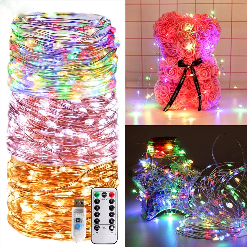 

5M 50LEDs USB Music Control Led Light Chain 12 Modes Copper Wire String Fairy Lighting with Remote for Holiday Wedding Decor