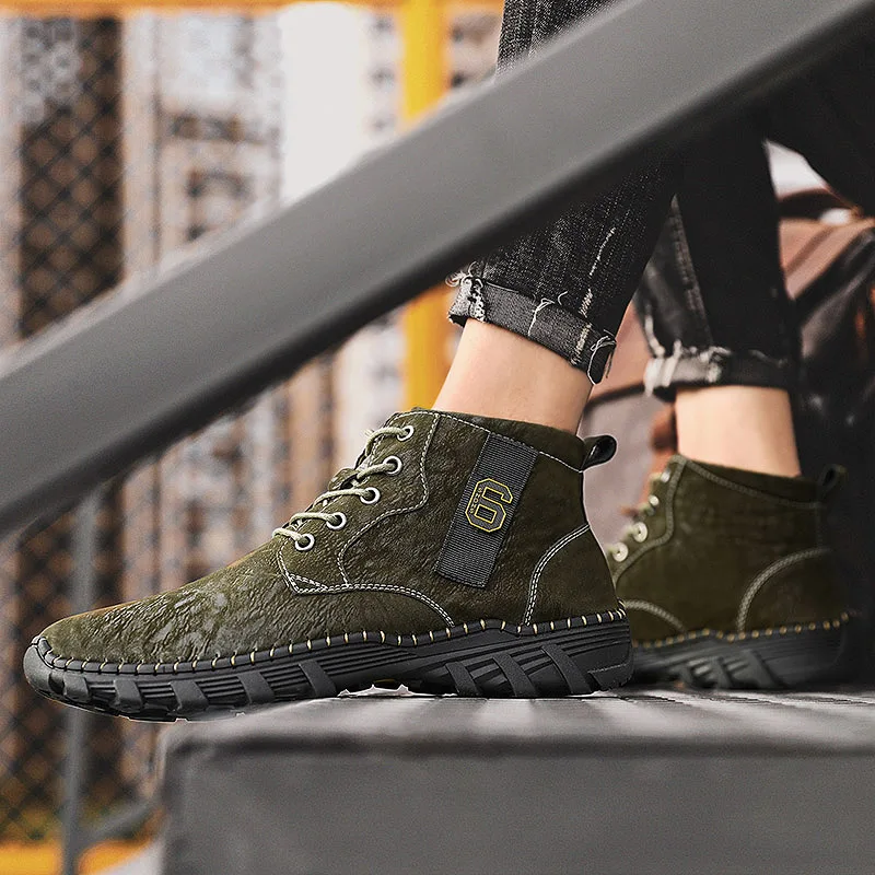 Демисезонные мужские ботинки модная походная обувь с мехом брендовые уличные