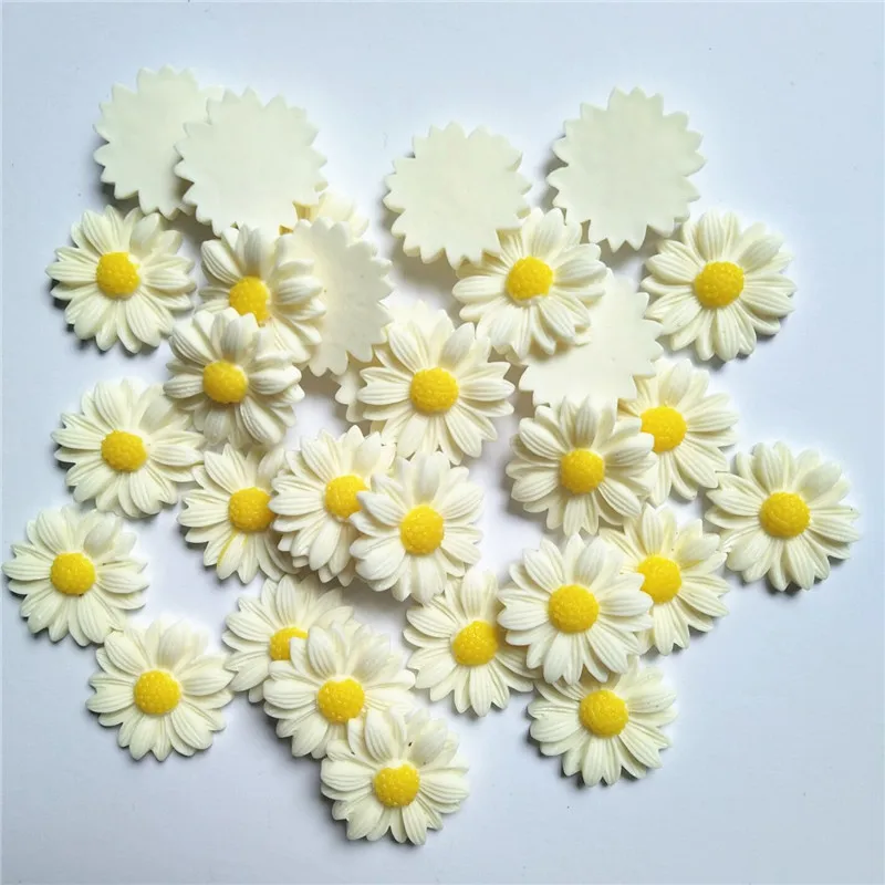 30 шт 21 мм бежевый Маргаритка Смола плоская задняя выпуклая круглая скрапбукинга