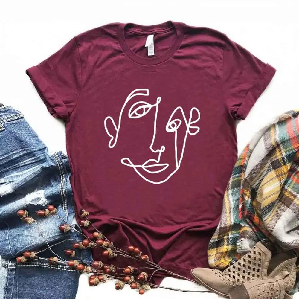 Женская хлопковая футболка с абстрактным лицом - купить по выгодной цене |