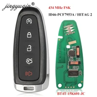 jingyuqin 433mhz pcf7953 bt4t 15k601 cx smart 5 button remote car key fob for ford edge escape explorer taurus flex focus id46