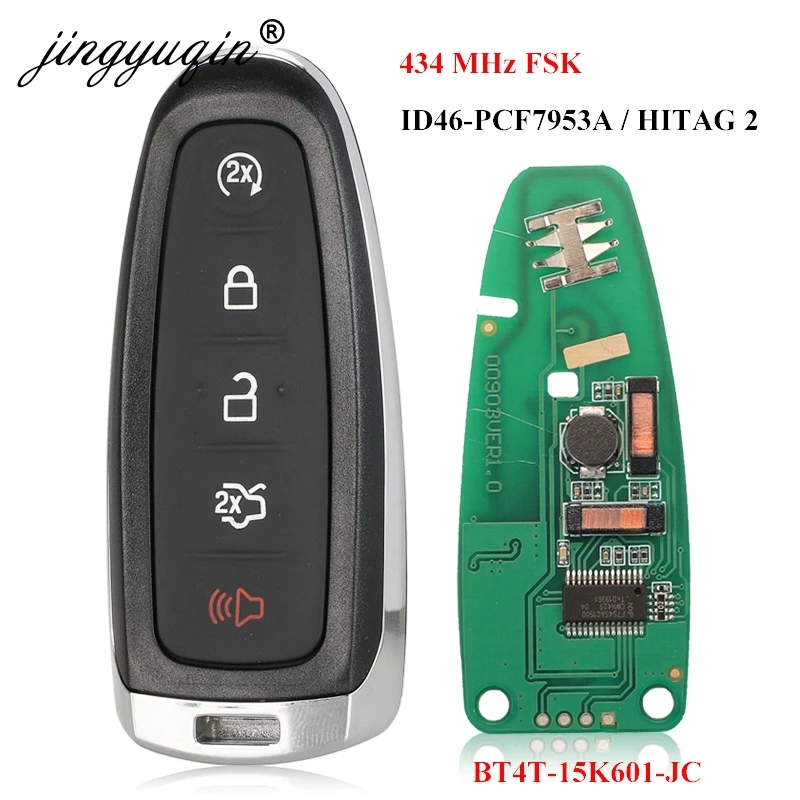 Jingyuqin 433 МГц PCF7953 BT4T 15K601 CX Смарт 5 кнопки дистанционный ключ брелок от машины для Ford