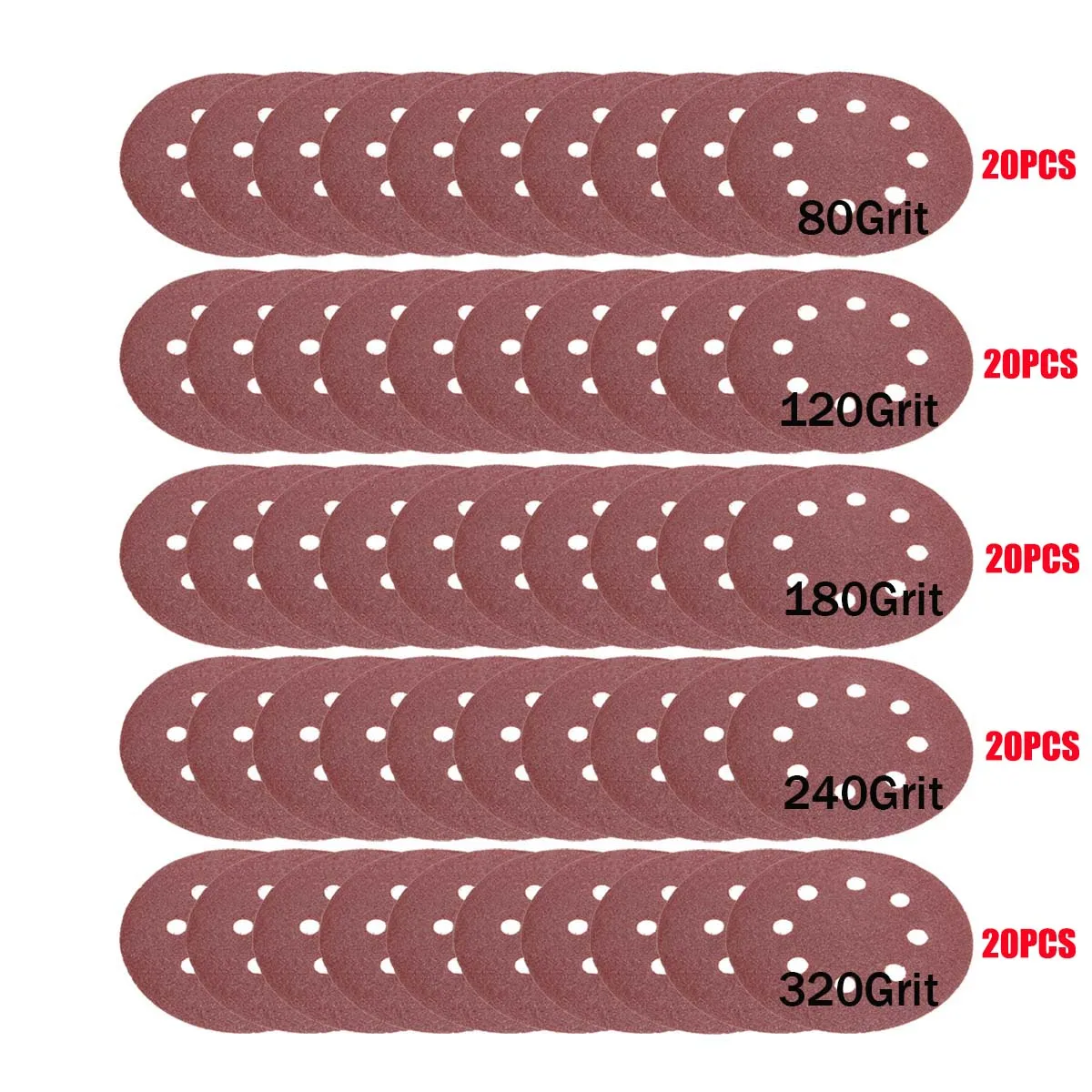 

100 шт. 5 "шлифовальные диски, наждачная бумага, наждачные листы, зернистость 80-320, шлифовальный диск, полировальная подушка для деревообработки, автомобильные полировальные инструменты