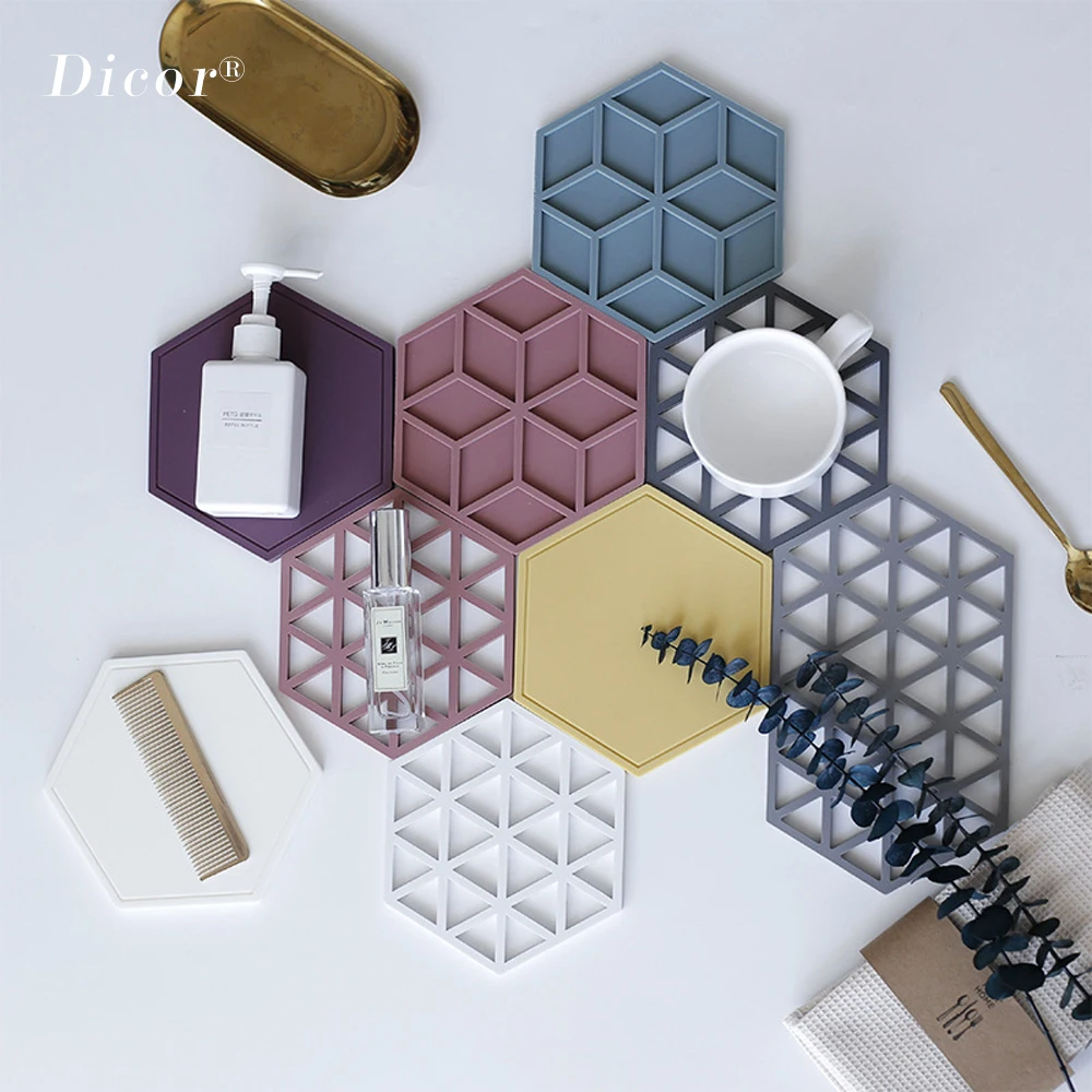 25 видов Шестигранная силиконовая подставка под кружку теплоизоляционная для