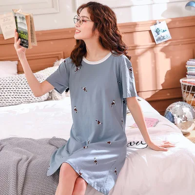 nightgown women Хлопковые ночные рубашки, женские летние хлопковые пижамы, Женская мультяшная Ночная сорочка, Сексуальное Женское ночное белье размера плюс, домашнее платье, M-3XL для сна - Цвет: nightgown women