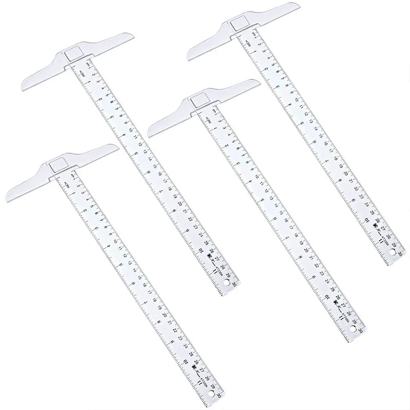 12 Inch/ 30 Cm Junior T-Square Plastic Transparent T-Ruler for Drafting and General Layout Work (4) | Канцтовары для офиса и