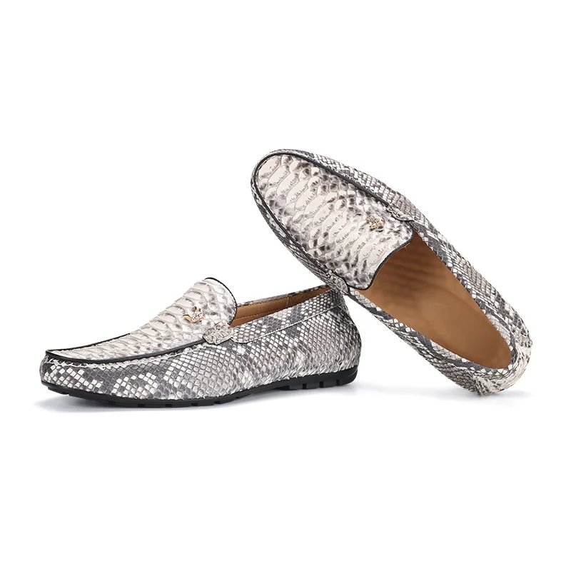 

2019 Men Shoes Brand real genuine python skin Casual Driving Dress Shoes Men Loafers Moccasins Italian Shoes for Men Flats