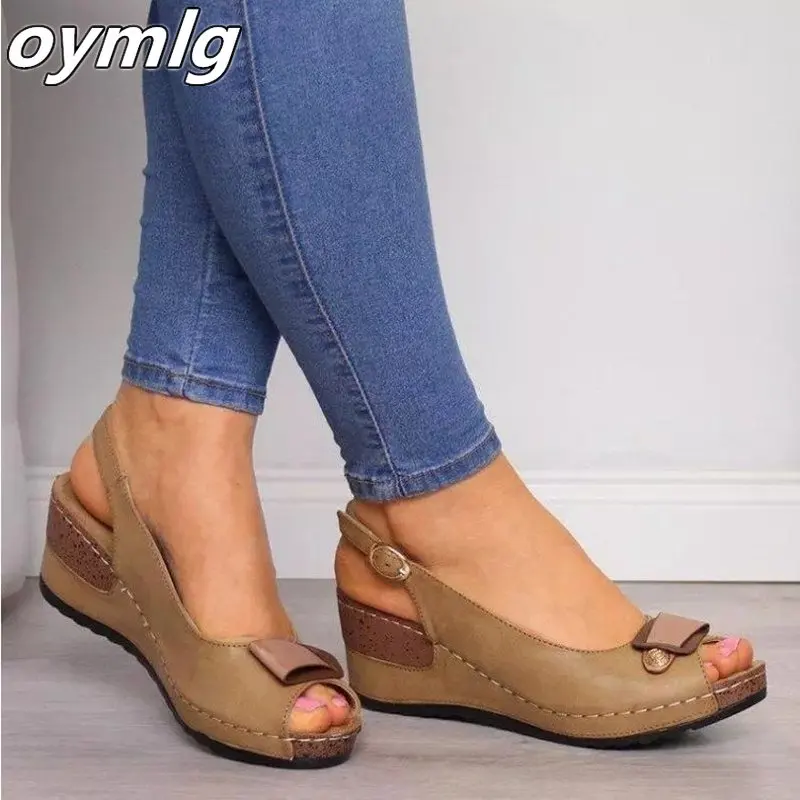 2020 Sandals Fashion Women Beach Summer Wedges Pumps Ankle Buckle Open Toe Casual 35- 43 | Обувь