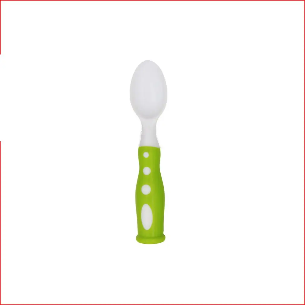 Baby Feeding Spoon Safety Utensils Patchwork Children Tableware Easy Clean Double Color Newborn Baby Spoons Fork Soft Silicone