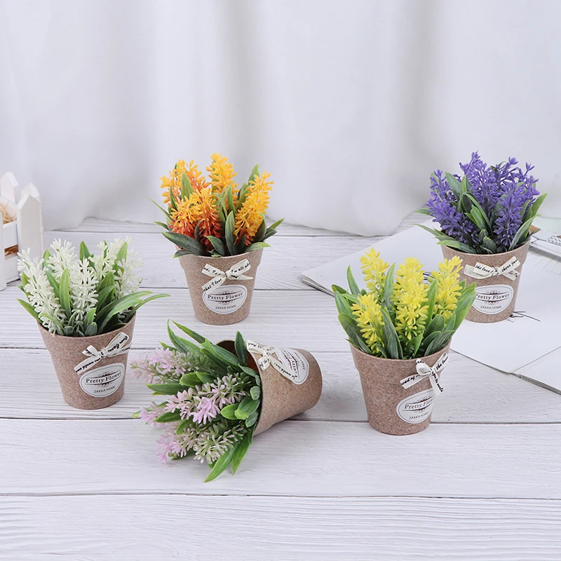 

1 Set Artificial Plant Decorative Flower Home Decoration Fake Flower Small Mini Potted Bonsai Green Plant With Vase