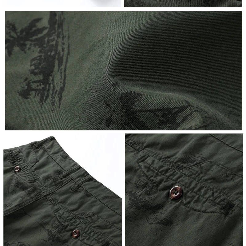 

2021 Summer Cotton Men Cargo Shorts Casual Solid Color Khaki Men Short Pants Brand Clothing Jogger Military Cargo Shorts Men