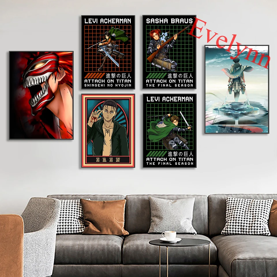 

Attack On Titan Japanese Anime Wall Art Poster Prints Living Room Cuadros Children Room Decor Canvas Modern Home Decor