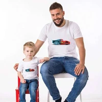 disney cars lightning mcqueen vetement enfant garcon white tops basic summer tee shirt father and son family clothing sets