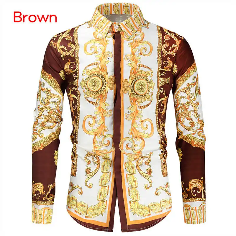 

Mens Branded 2021 Clothing Long Sleeve Fancy Womens Luxury Oversize Royal Crown Print Hawaiin Slim Fit Casual Camisas Shirt Male