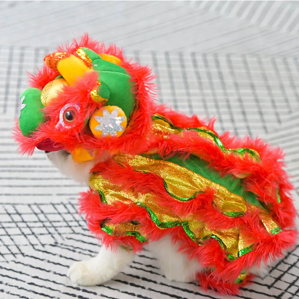 Traje de baile de Le&oacute;n para gato, ropa para mascotas, A&ntilde;o Nuevo Chino, Festival de Primavera, accesorios para gatos-2