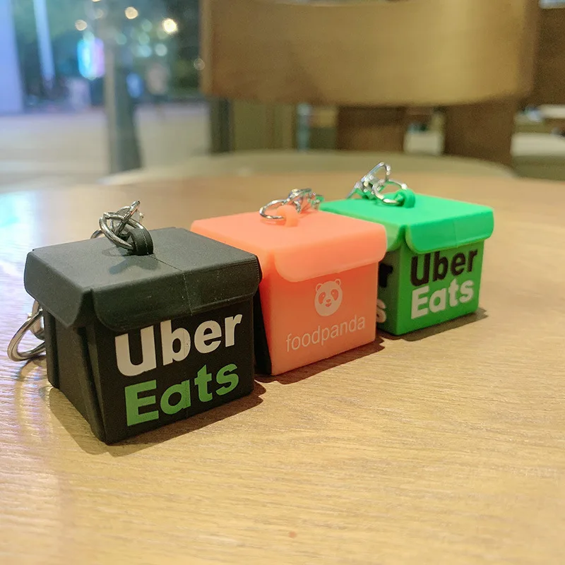 

Silicone Keychain Accidental Takeaway Delivery Box Widgets Ubereats Key Chain Bag Pendant Ornament Gift Keyring Wholesale