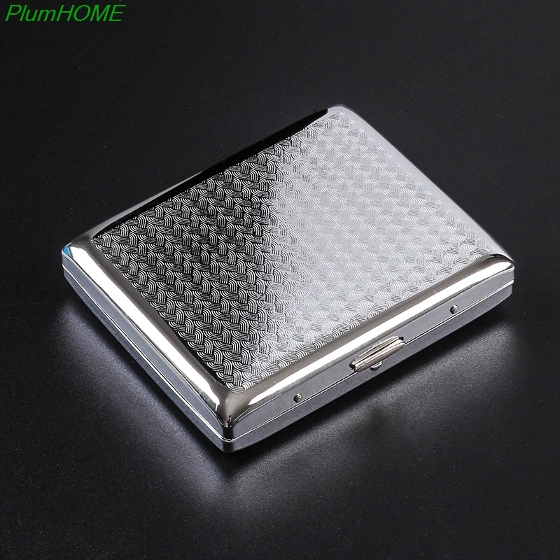 Серебристый Портативный металлический чехол для сигарет раскладной 20