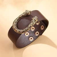 u shaped metal leopard head bracelet for women 2019 fashion leather bracelets bangles elegant wide bracelet jewelry