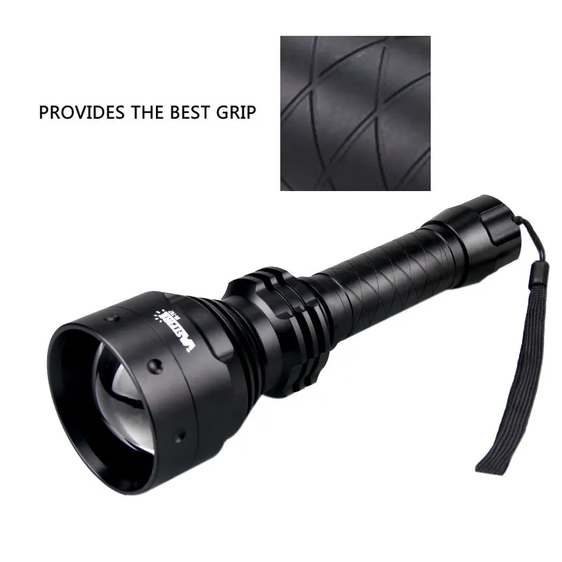 Тактический зеленый светодиодный охотничий фонарик с фокусировкой регулируемый