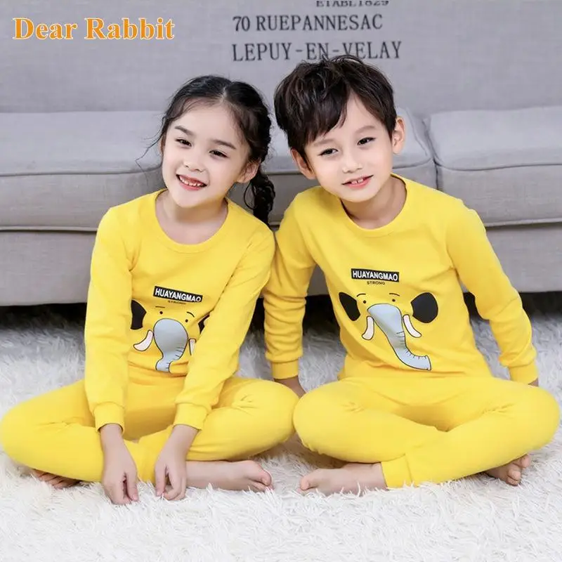 

2022 New Cotton Children's Pajamas Sets Winter Warm Baby Girls Boys Clothes Cartoon Kids Sleepwear Long Sleeve Tops Pants 2Pcs