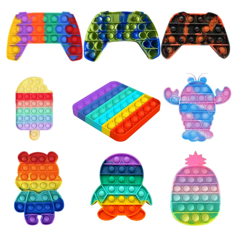 

Rainbow Bubble Pops Fidget Kids Toy Sensory Autisim Special Need Its Anti-stress Stress Relief Squishy Fidget Toy Random Color
