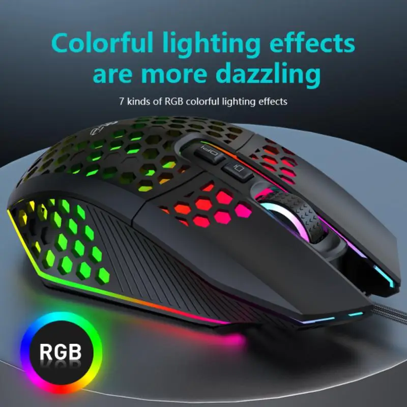 

X801 7 Buttons USB Wired Hollow Mouse 6 Speed 8000 DPI Adjustable Lighting Gaming Mouse For Computer PC Laptop Computer Game