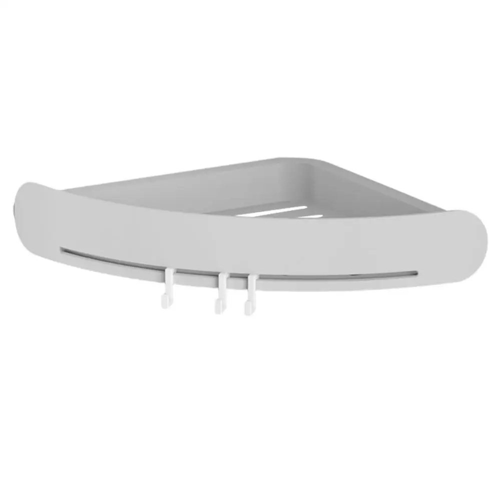 

Adhesive Triangle Baskets Wall Mounted Bathroom Shelf Storage Organizer With 3 Hooks No Drilling For Toilet Dorm Kitchen