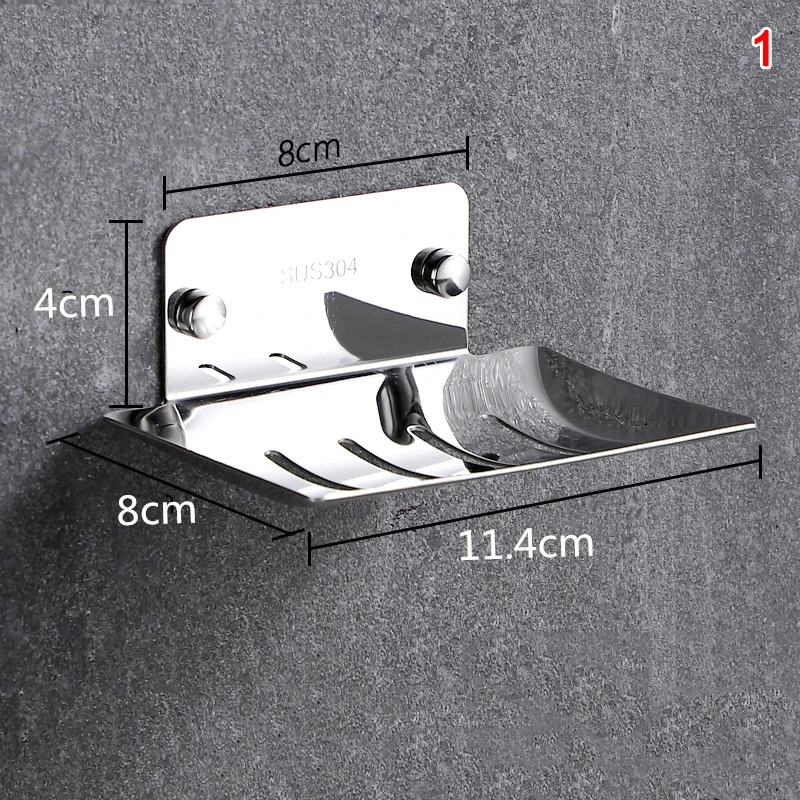 

Bathroom Soap Dish Box Rack Free Perforated Soap Box Wall-Mounted Drain 304 Stainless Steel P7Ding